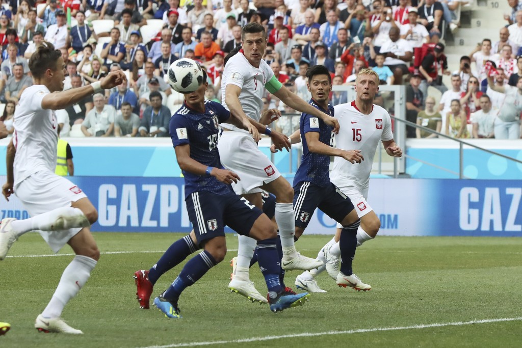 一八年俄羅斯世界盃，日本在分組賽尾輪以0:1不敵波蘭。賽後，日本與塞內加爾同分，且得失球相同，最終藍武士因較少黃牌，以次名出線。AP資料圖片