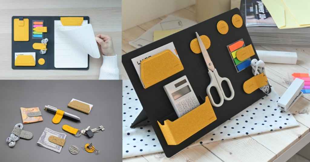 LHiDSMagEasy《物懿。司》磁立系列：磁吸收納板、磁吸收納記事簿、磁立架組及磁立卡夾，售$158 - $398。