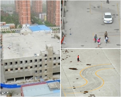 驾驶训练学校设一栋在一楝兴建中的房屋楼顶。图：微博