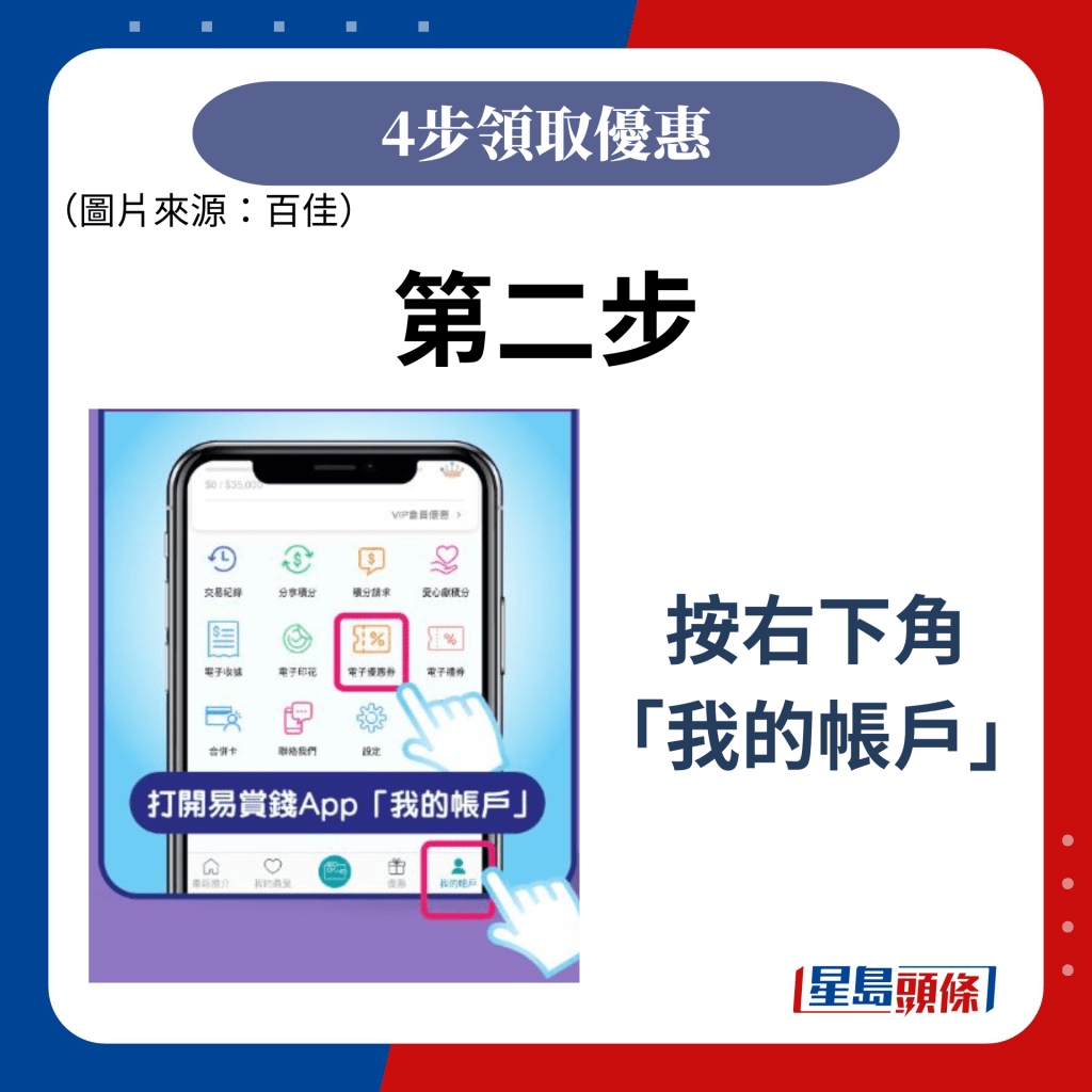 第二步：在App內頁面按右下角「我的帳戶」