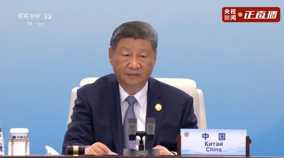 習近平在上合峰會上發表講話。央視
