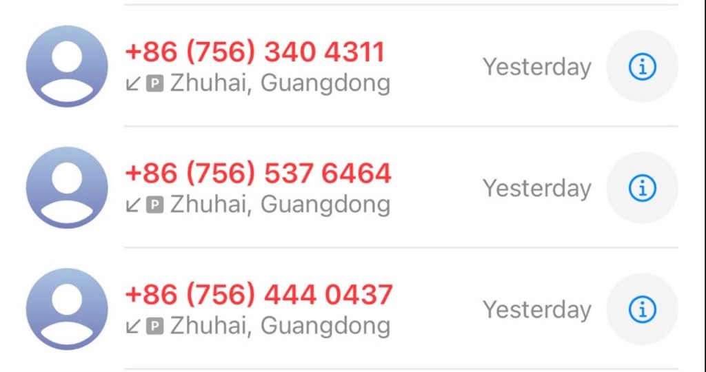 有港人在社交平台 Threads 發文吐苦水,手機接連收到大量顯示為「+86」字頭的陌生號碼。 有港人在社交平台 Threads 發文吐苦水,手機接連收到大量顯示為「+86」字頭的陌生號碼。