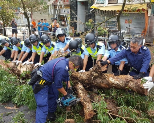 10多名警員合力清理現場。