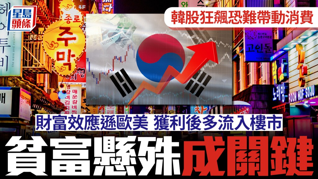 韓股狂飆恐難帶動消費 財富效應遜歐美 獲利後多流入樓市 貧富懸殊成關鍵