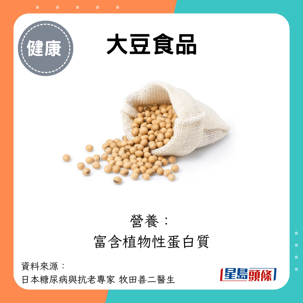 大豆食品：营养： 富含植物性蛋白质