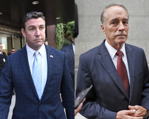 特朗普特赦亨特（左图）及科林斯（右图）。AP