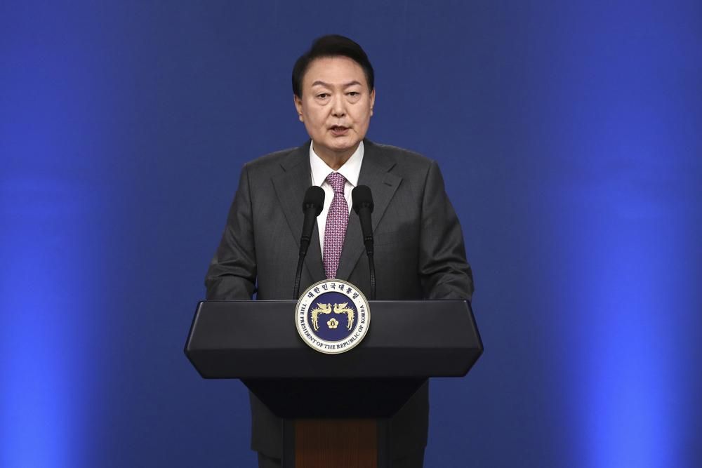  南韩总统尹锡悦对北韩推进核子和导弹计画的「竞争」表达关切。AP资料图