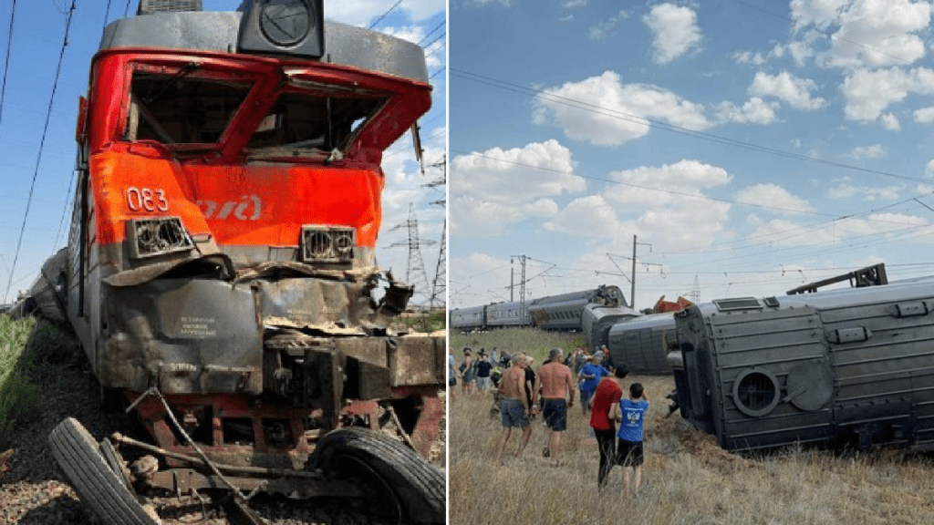 俄羅斯一輛火車與貨車相撞,已致20人受傷。(微博,央視)