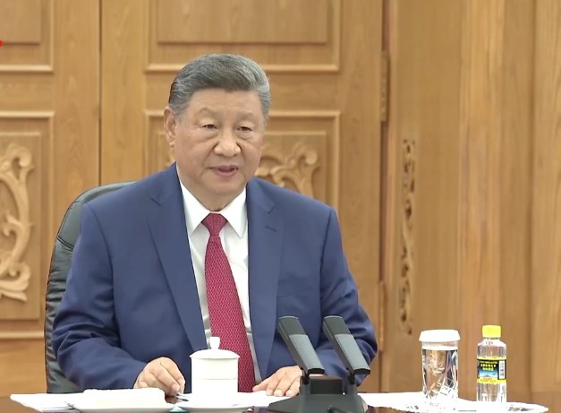 習近平同金正恩會談。 央視截圖 習近平同金正恩會談。 央視截圖
