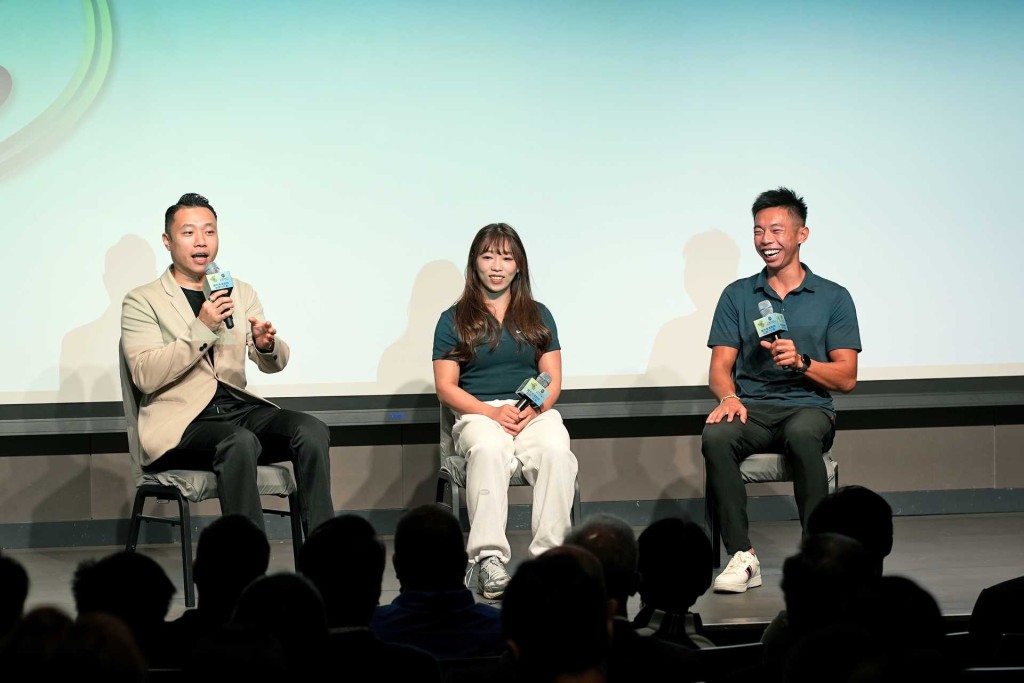 東京殘奧輪椅羽毛球銅牌及巴黎殘奧輪椅羽毛球銀牌得主陳浩源、賽艇運動員趙顯臻及柔道運動員徐淑琪在會上分享對轉型及退役的想法。 公關圖片