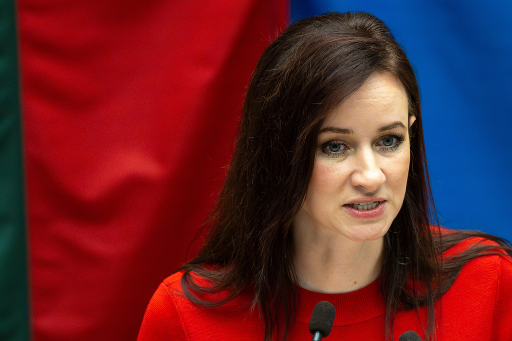 立陶宛總理魯吉尼涅揚言擊落走私氣球。美聯社 立陶宛總理魯吉尼涅揚言擊落走私氣球。美聯社