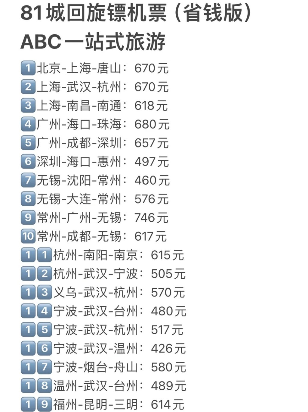 「迴旋鏢」機票成為內地年輕人熱門的出遊方式。小紅書＠小五看世界