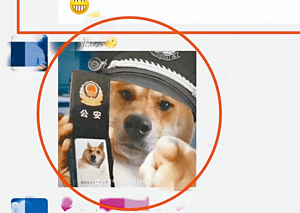 寧夏男子發「狗狗警察」表情包被拘。