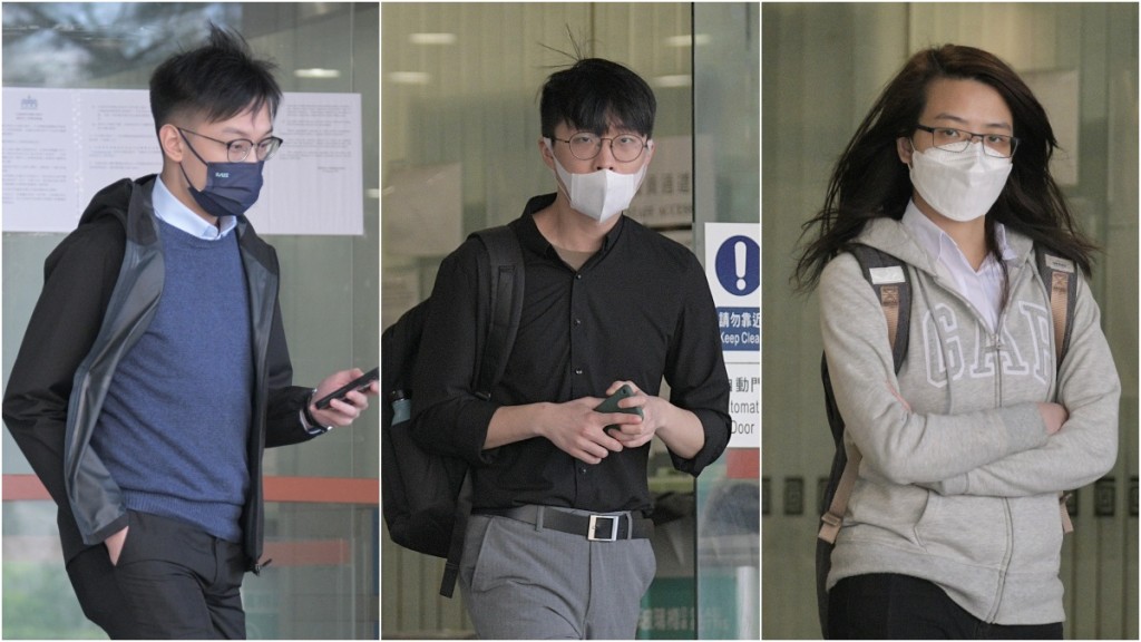 左起被告:張皓翔、黃卓立、羅雅穎。 陳浩元攝