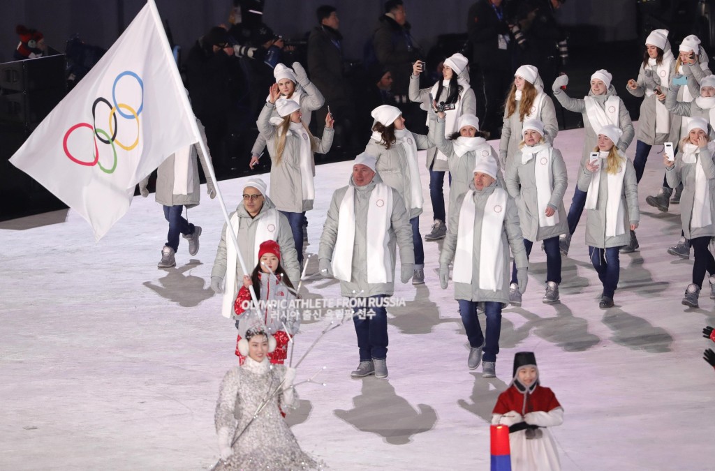 2018年南韓平昌冬奧，俄羅斯隊在開幕式進場。路透社資料圖