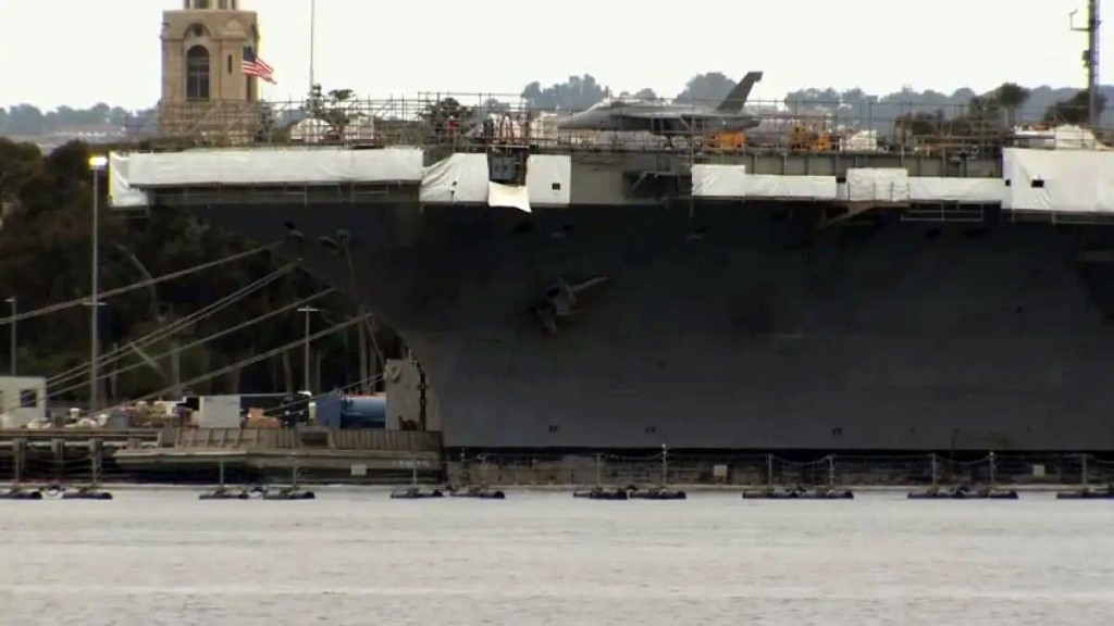 停靠在聖迭戈的美國海軍「林肯」號航空母艦。