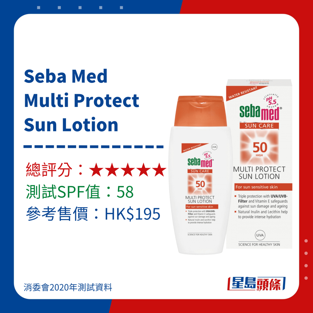消委會推介防曬｜6. Seba Med Multi Protect Sun Lotion