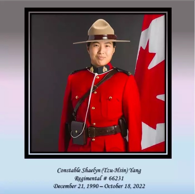 遇害31岁台湾移民加拿大皇家骑警杨子信（Shaelyn Tzu-Hsin Yang）。网上图片