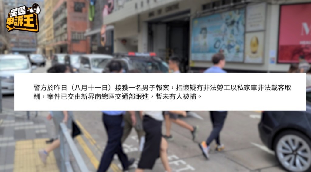 警方指案件已交由新界南總區交通部跟進,暫未有人被捕。 警方指案件已交由新界南總區交通部跟進,暫未有人被捕。