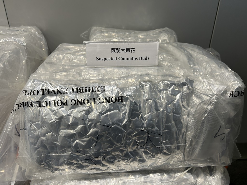 涉案大麻花共約值1500萬港元。 涉案大麻花共約值1500萬港元。