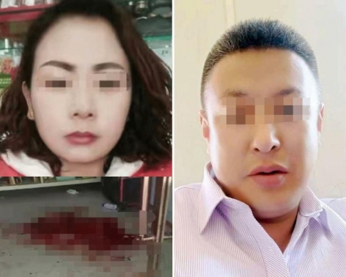 甘肅男(右)逼婚不遂捅對方23刀,美容店老闆娘(左)口吐鲜血倒地死。(網圖)