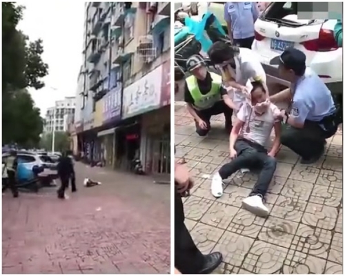 男子頭破血流民警及急救人員趕至救助。網圖