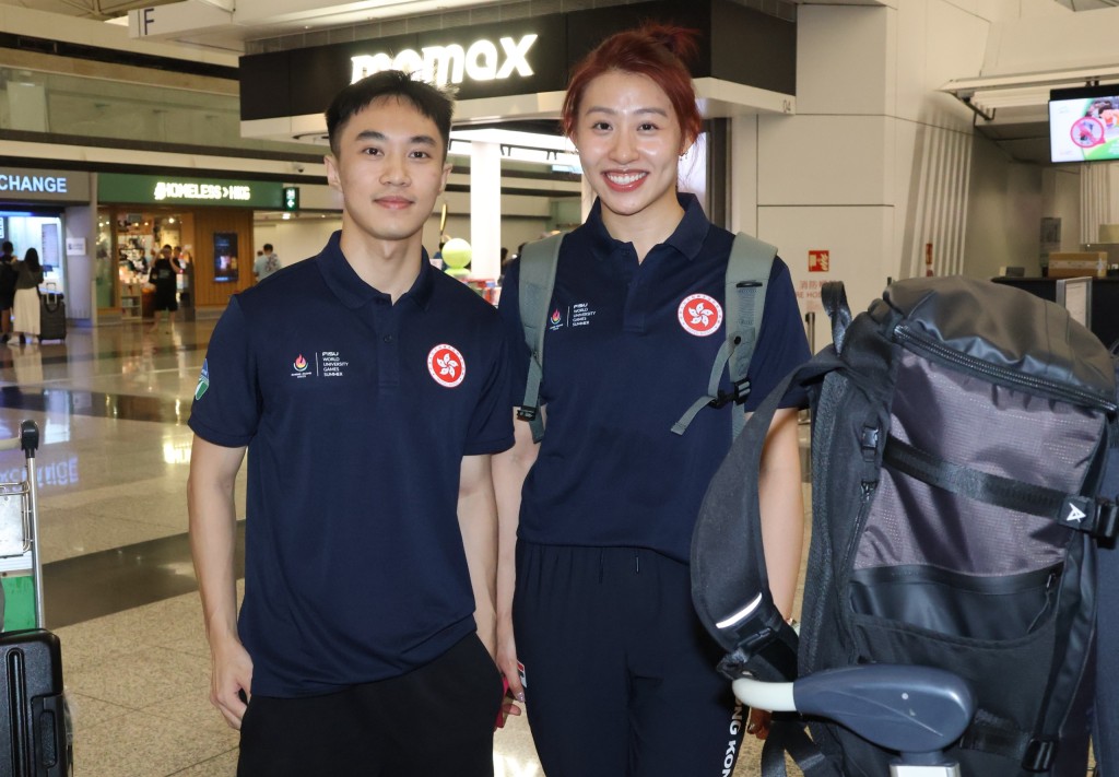 佘繕妡(上屆世大運女重個人賽金牌)、李逸朗(上屆世大運男子花劍團體賽銅牌得主之一)。徐嘉華攝 佘繕妡(上屆世大運女重個人賽金牌)、李逸朗(上屆世大運男子花劍團體賽銅牌得主之一)。徐嘉華攝