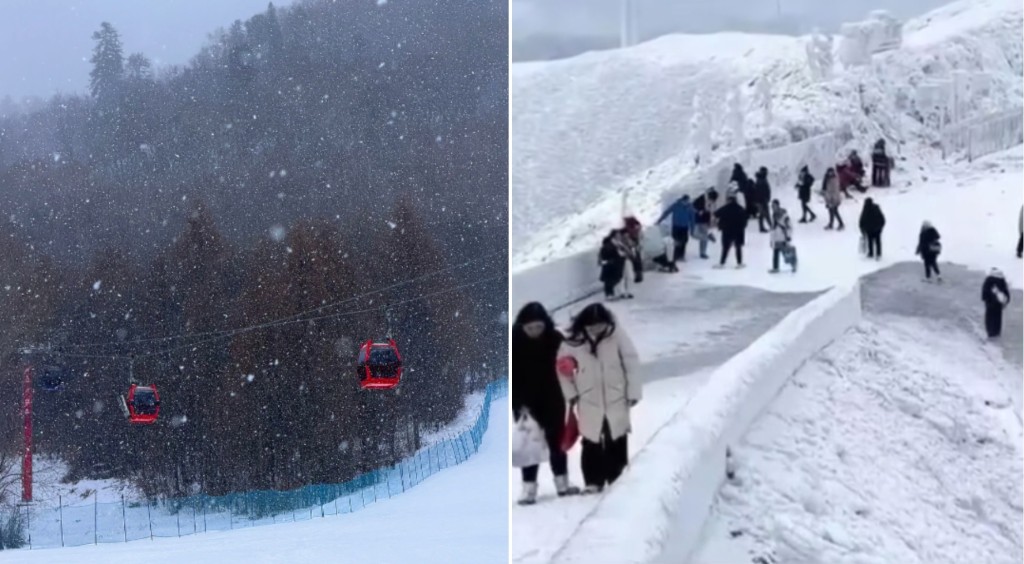 左圖為長白山滑雪地，右圖為是次清遠雪地之意想圖。