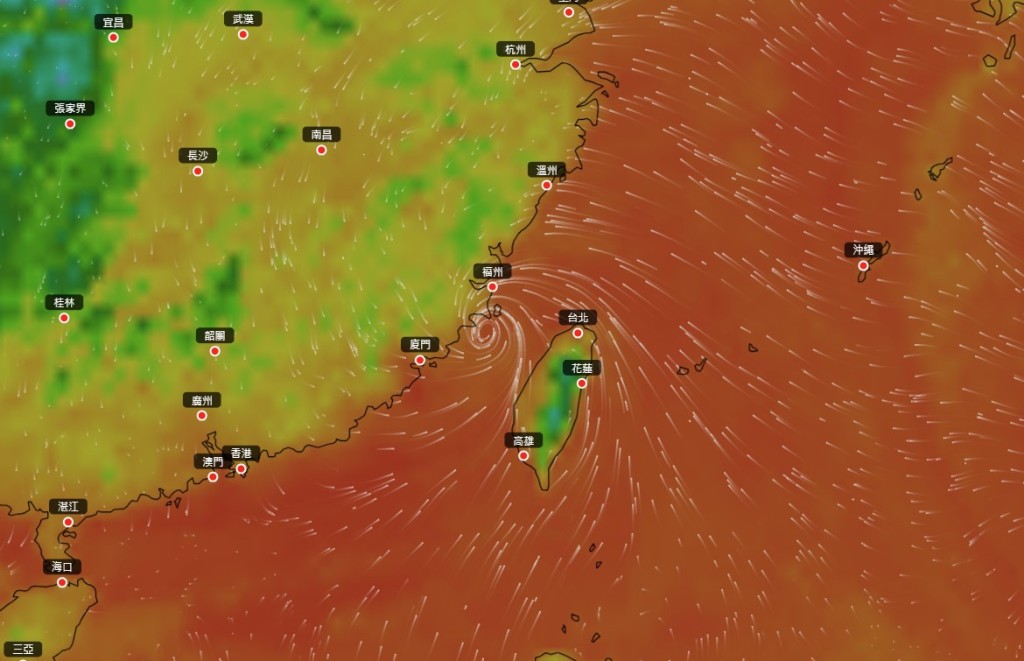 該熱帶低氣壓或會在8月30日左右接近或進入香港800公里範圍。（天文台地球天氣截圖）