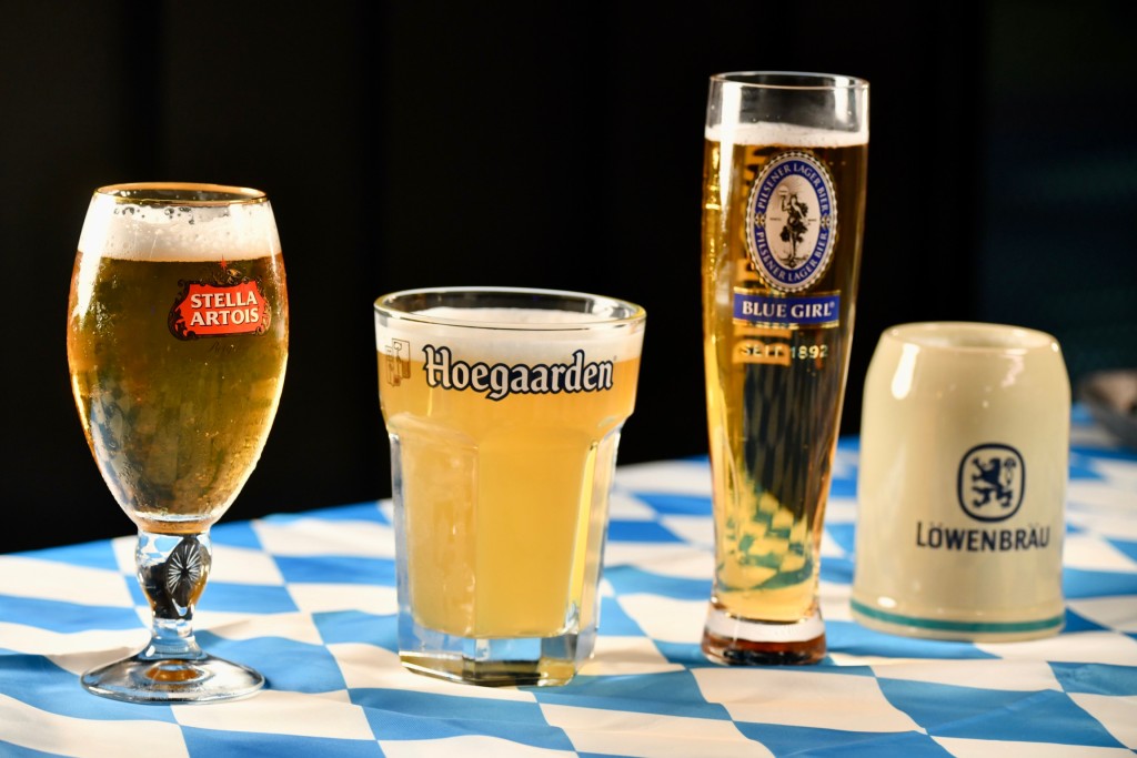 右起：Löwenbräu、Blue Girl Beer、Hoegaarden、Stella Artois