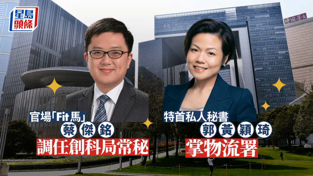 高官任命|蔡傑銘調任創科局常秘 特首私人秘書郭黃穎琦接替陳嘉信 出任物流署長