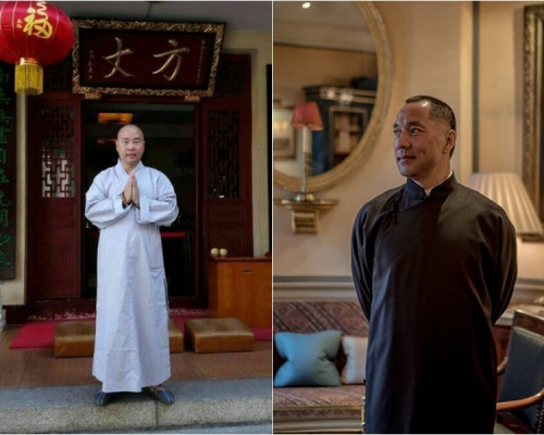 湖南和尚釋大成（左）在微信朋友圈轉發郭文貴不實訊息，被行政拘留十天。網圖