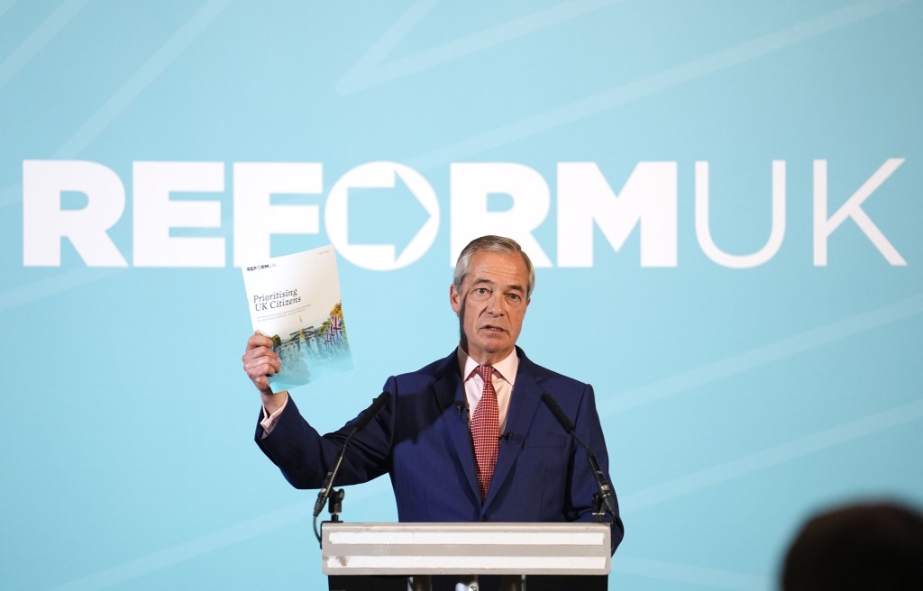 英國改革黨主席奈傑爾·法拉奇（Nigel Farage）。美聯社