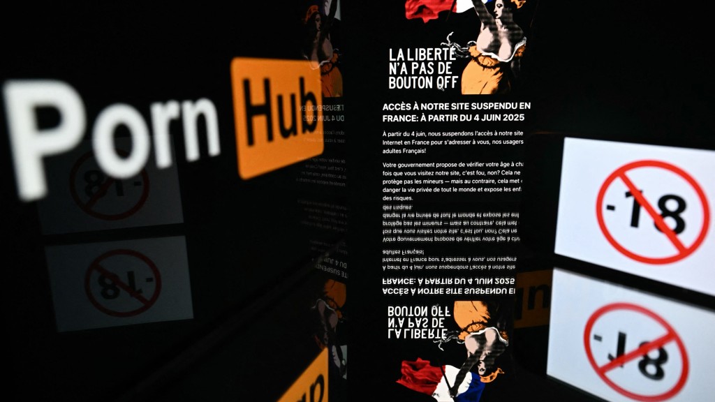 法国要求审查使用者年龄，Pornhub母公司Aylo Freesites决定在法国停运。 法新社