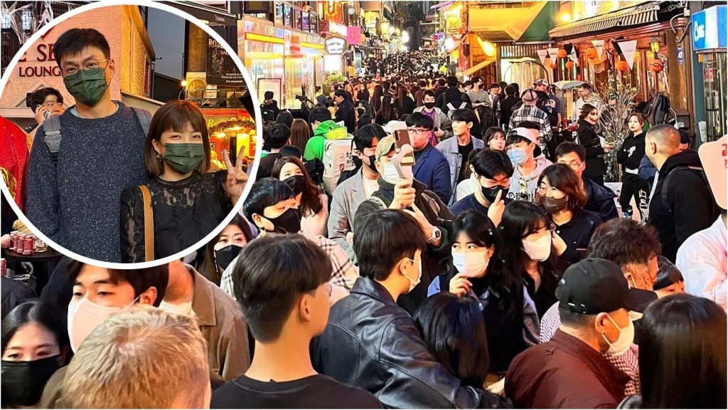 劉冠吟與丈夫(小圖)直擊萬人空巷情況。劉冠吟fb