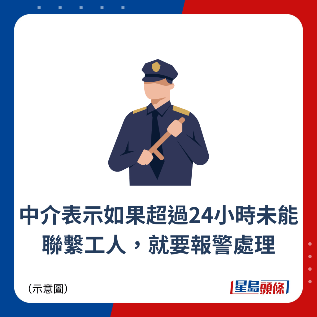 中介表示如果超過24小時未能聯繫工人，就要報警處理