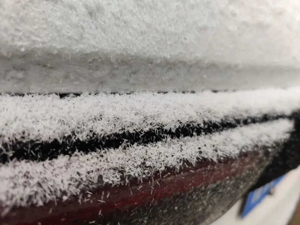 济南下的针形雪，有网友称像椰丝。