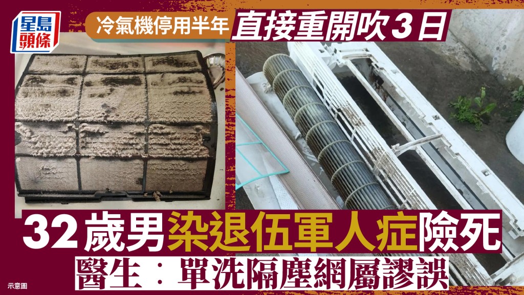 冷氣機停用半年｜32歲男直接開3日後發高燒  證患退伍軍人症肺部感染險死
