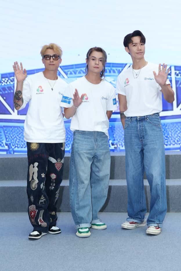 AK、Tiger、Stanley出席《第十五屆全國運動會》記者會。 AK、Tiger、Stanley出席《第十五屆全國運動會》記者會。