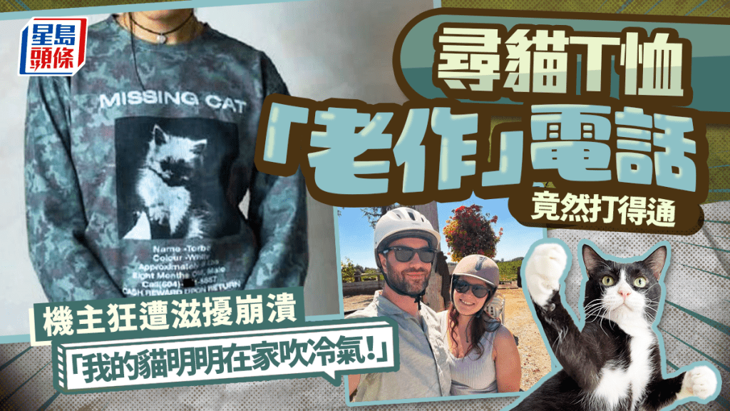 尋貓T恤亂寫電話竟然打得通 機主狂遭滋擾求放過:我的貓一直在家