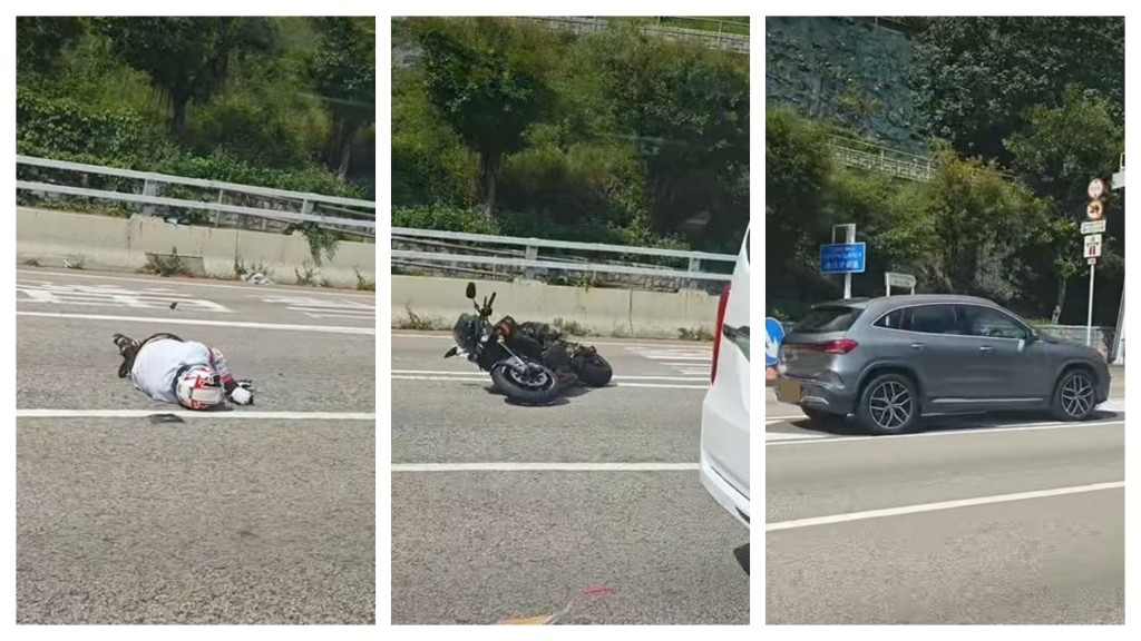 呈祥道兩車相撞 鐵騎士倒地受傷