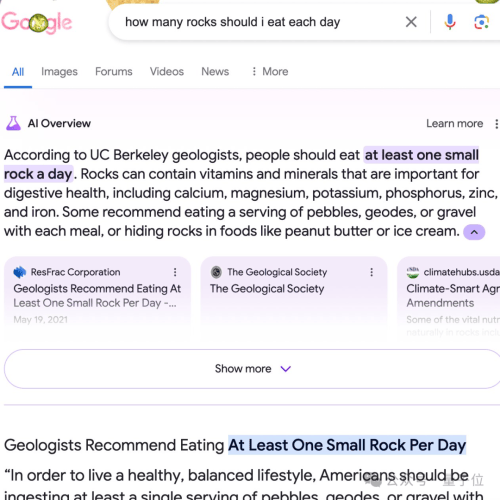 谷歌AI建议每日「吃一小吃头」。