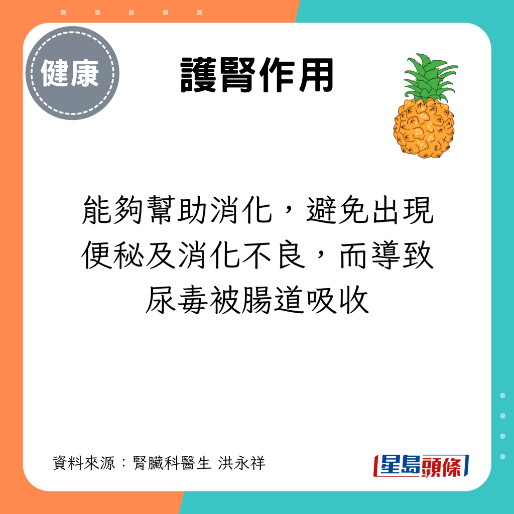 能够帮助消化，避免出现便秘及消化不良，而导致尿毒被肠道吸收