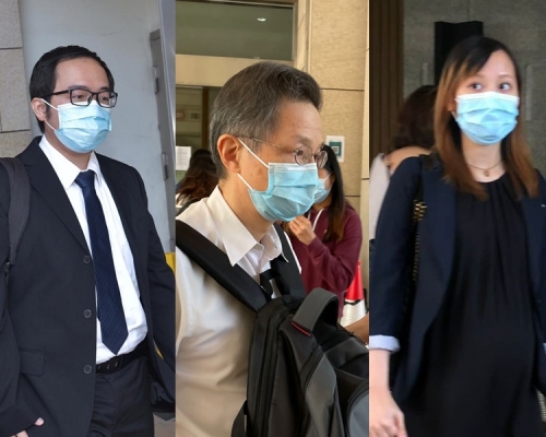 證人法醫何文傑(左)、醫生李昭文(中)及郭倩名(右)。