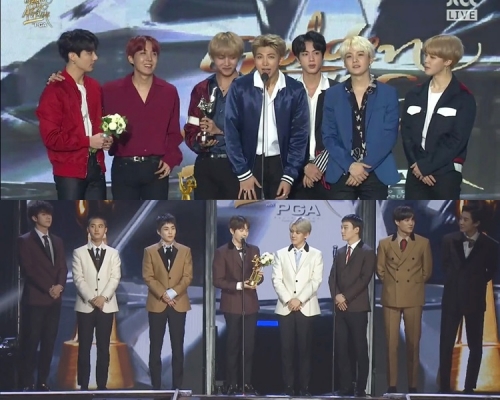 BTS打破EXO五奪「大賞」的美夢,不過EXO依然成為大贏家。(網圖)