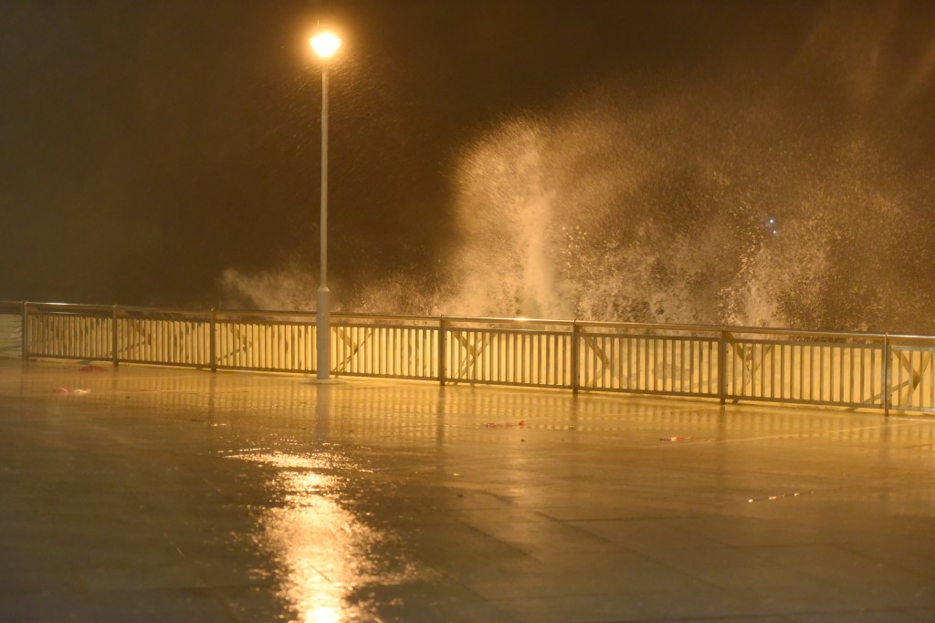 受到尼格及東北季候風的共同影響，本港東部及南部部分地區正吹烈風。