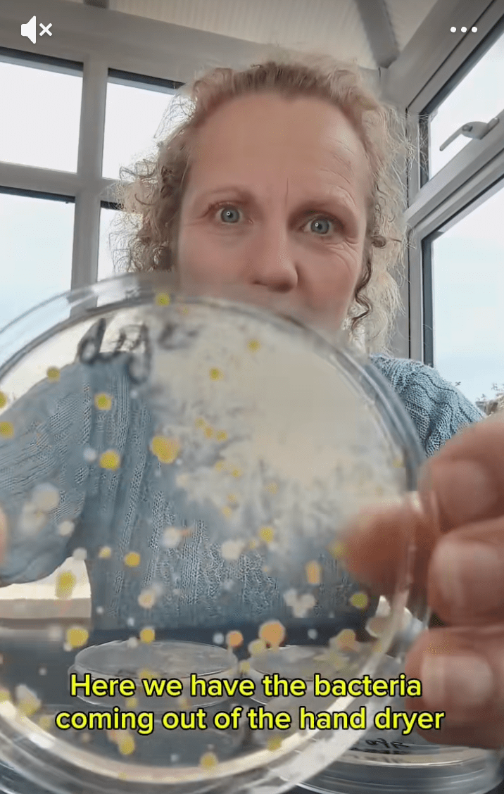 她後來又進行更嚴謹的對照實驗，結果顯示直接從烘手機出風口採集到的細菌量最多。