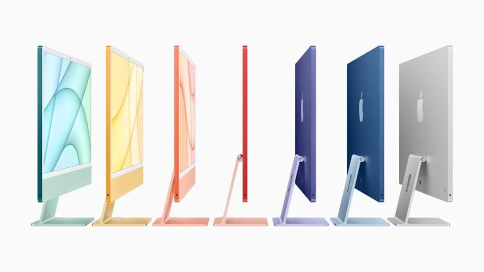 iMac可選擇8核CPU和8核GPU高階版，具備7種顏色選擇，配搭Apple silicon的自家製造M1晶片。