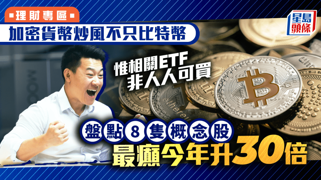 加密貨幣炒風不只比特幣 惟相關ETF非人人可買 盤點8隻概念股 最癲今年升30倍