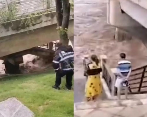 四川男子江邊拍洪水被捲走,至今仍失蹤。(網圖)